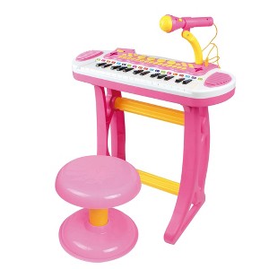Angel Sar Pink Kids Piano Keyboard Set, 31-Key Toddler Electronic Keyboard with Microphone, Stool & Lights, Musical Toy for Ages 3-6 - 1 of 4