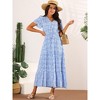 Seta T Women's Summer Casual V Neck Split Hem Short Sleeve Floral Maxi Sundress - 3 of 4