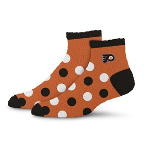 NHL Philadelphia Flyers Dotty Fuzzy Socks - One Size Fits Most: Polka Dots Knit Ankle Socks - 1 of 3