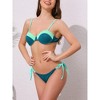 INSPIRE CHIC Women's Contrast Color Ribbed Bikini Sets, Triangle Bottom Swimwear Bathing Suits 1 Set - 2 of 4