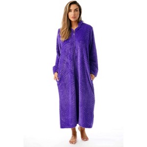 Just Love Womens Plush Zipper Lounger Solid Robe | Long Bathrobe Duster - 1 of 3