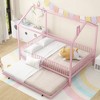 Whisen Elegant Design Metal House Bed with Fence and Trundle - 3 of 4