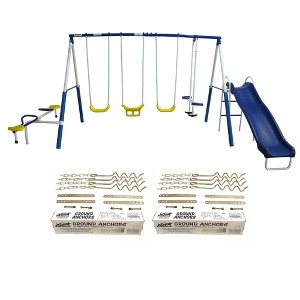 XDP Recreation Playground Play Swing Set with Slide & Ground Anchor Kit (2 Pack) - 1 of 4