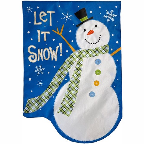 Let It Snow Snowman Applique Winter Garden Flag 18" x 12.5" Briarwood Lane - image 1 of 4