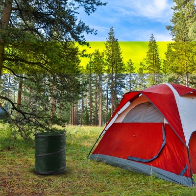 Leisure Sports Pop-Up Trash Can Bin for Camping, Picnics, and Outdoor Parties – 33-Gal, Green