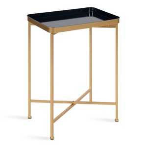 Kate and Laurel Celia Rectangle Metal Side Table, 18x12x26, Navy Blue and Gold - 1 of 4