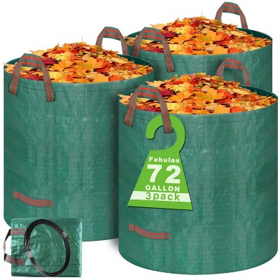 Yard Waste Bags, 3 Packs 72 Gallons Reusable Lawn and Leaf Garden Bags for Debris Leaves Grass