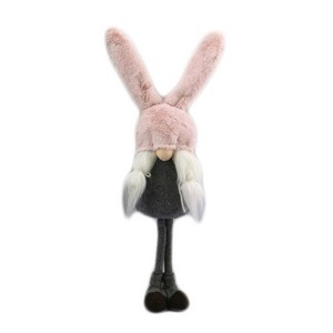 HomeRoots 20" Gray and Pink Fabric Easter Standing Gnome Tabletop Sculpture - 1 of 4