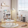 GustoWave Kids Bookshelf 44.1in Width Toy Storage Organize White Bookcase Seat Cushion Wooden 6-Cubby Storage Bench 2 Drawers Toddler Cabinet Shelf - 2 of 4