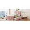 Okak Twin Elegant Platform Bed Frame with Velvet Upholstered and Twin Size Trundle No Springs Required Easy to Assemble, Pink - 3 of 4