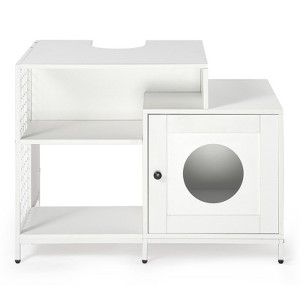 DSVIMOY Cat Litter Box Enclosure for Bathroom, Hidden Litter Pet Washroom with Divider, Indoor Cat House for Large Cats, White, 34.45"*21.26"*25.98" - 1 of 4