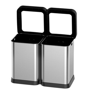 GustoWave 2x5.3 Gallon, Open Top 40L (2x20L) Dual Compartment Waste and Recycling Bins, Stainless Steel Trash Cans (Without Lids) - 1 of 4