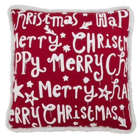 Merry Red Holiday Throw Pillow