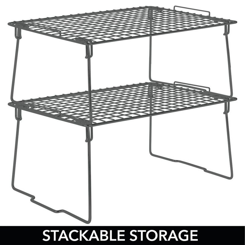 mDesign Metal Stackable Closet Storage Organizer Shelf, 4 Pack, 4 of 10