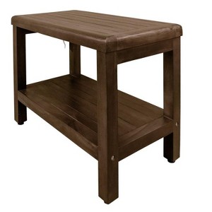 DecoTeak® Eleganto® 24" Teak Wood Shower Bench with Shelf in Woodland Brown Finish - 1 of 4