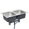 vidaXL Kitchen Sink Double Basin with Strainer & Trap Stainless Steel - 4 of 4