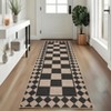 Checkerboard Rugs Easy Cleaning Easy Jute Floor Mats, Modern Geometric Indoor Outdoor Carpet, Non-Slip Foldable Accent Rug - 2 of 4