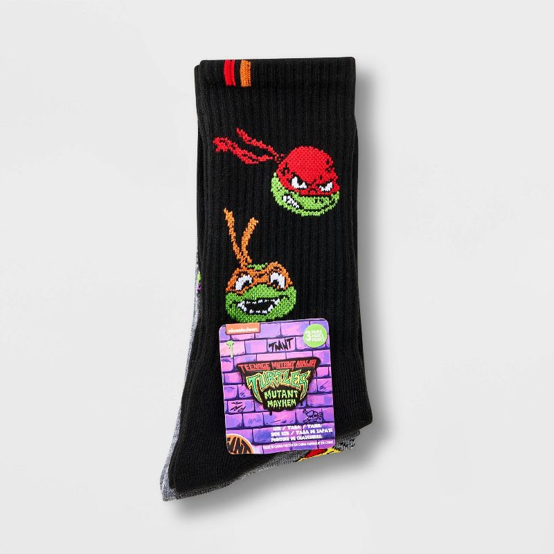 Boys' Teenage Mutant Ninja Turtles 3pk Crew Socks, 2 of 4