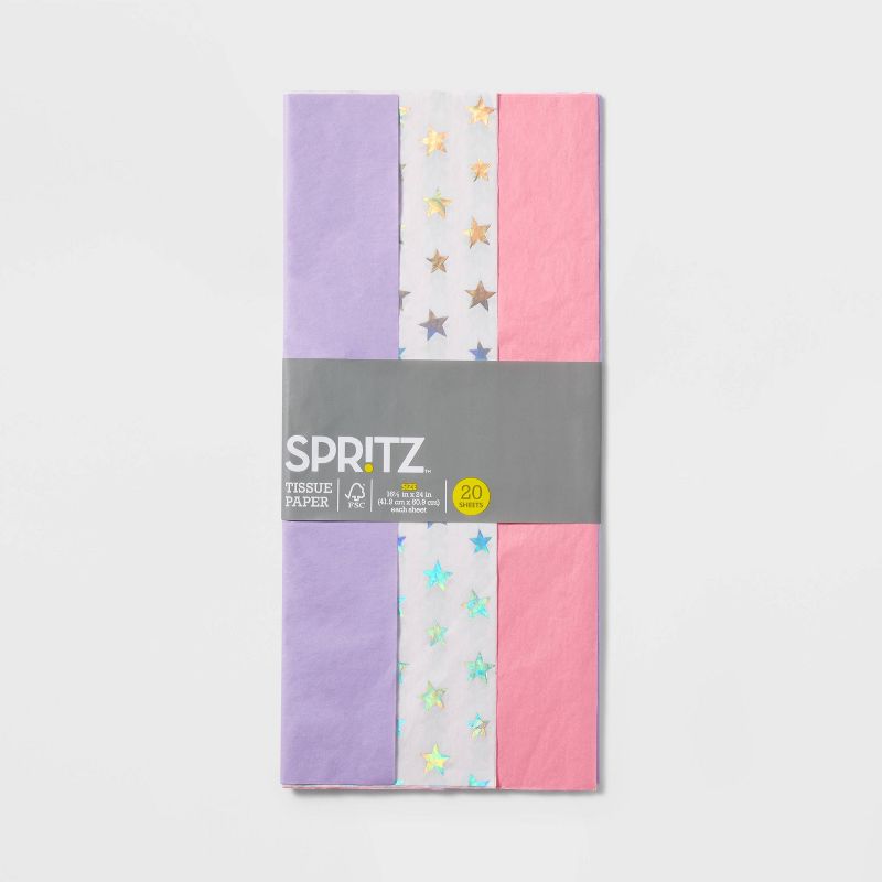 Pink Purple Star Banded Tissue Paper - Spritz&#8482;, 3 of 4