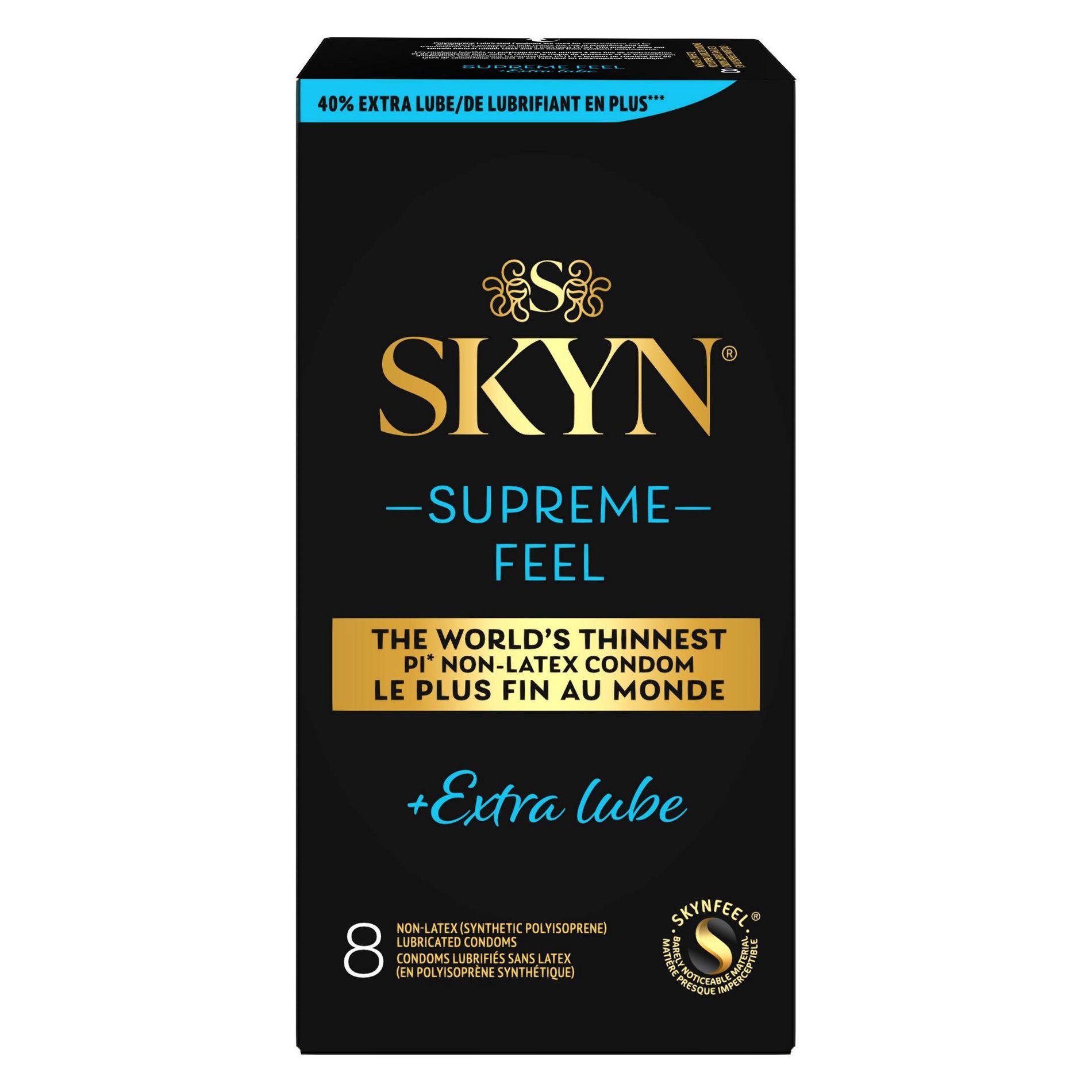 SKYN Supreme Feel + Extra Lube Non-Latex Lubricated Condoms - 8ct