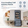 ORRD Modern 83.7" Gray Kitchen Pantry Set - Freestanding Hutch w/ Faux Marble Top, 5 Drawers & Adjustable Shelf - 2 of 4