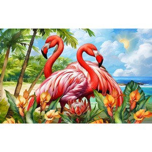 Briarwood Lane Summer Doormat 30x18 Indoor Outdoor Flamingo Pair For Summer Doormat - 1 of 4