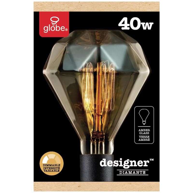 Globe Electric Designer Diamante 40 W BR30 Decorative Incandescent Bulb E26 (Medium) Amber 1 pk, 1 of 3