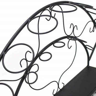 Black Metal Wall Mounted Wine Rack with Glass Holder