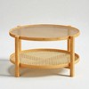 Mshliw Rattan Coffee Table with Glass Top,2-Tier Round Bamboo Coffee Table with PVC Rattan Storage Shelf,Modern Coffee Table for Living Room - 4 of 4