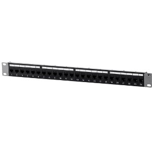 Monoprice Cat6 1U Patch Panel - 19in, With Loaded Removable Keystone Jacks, 24 Ports Gigabit Ethernet, Dual Type IDC keystones - 1 of 4