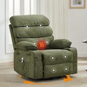 Mamual Recliner with Massage and Heat, 360° Swivel Linen Recliner Chair with Cup Holders & Side Pocket for Adults - 1 of 4