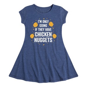 Girls' - Instant Message - Only Going if They Have Chicken Nuggets Fit & Flair Cap Sleeve Graphic Dress - 1 of 4