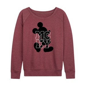 Women's - Disney - Silhouette Mcky Lightweight French Terry Wide Neck Long Sleeve Shirt - 1 of 4