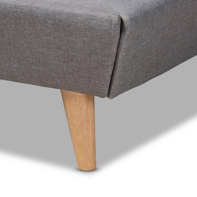 Naya King-Size Grey Tufted Wingback Upholstered Bed with Oak Legs