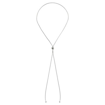  Adjustable Lariat Popcorn Chain in Sterling Silver -Gray (28") 