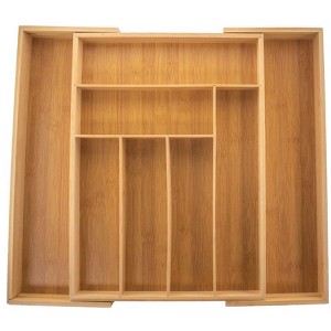 5 Star Super Deals Bamboo Expandable Drawer Organizer, Utensils Holder 8  Adjustable Tray, Drawer Dividers Organizer for Silverware Flatware Knives - 1 of 4