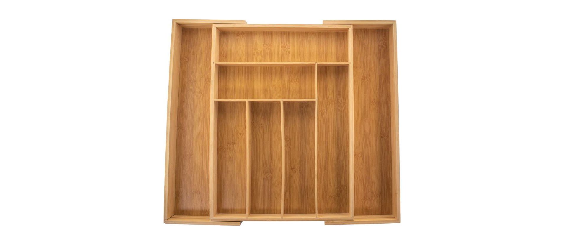 5 Star Super Deals Bamboo Expandable Drawer Organizer, Utensils Holder 8  Adjustable Tray, Drawer Dividers Organizer for Silverware Flatware Knives