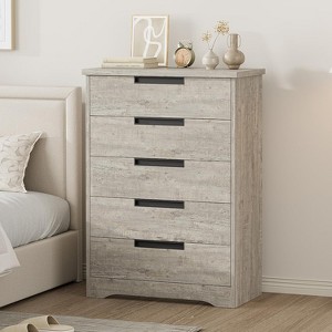 Acekool Modern 5-Drawer Dresser in Gray - Recessed Handles, Spacious Storage for Bedroom Nursery Entryway - 1 of 4
