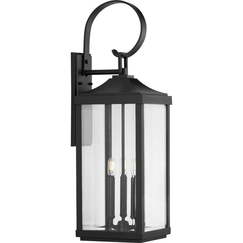 Progress Lighting Gibbes Street 3-Light Wall Lantern in Antique Bronze with Clear Beveled Glass Shade, 2 of 6