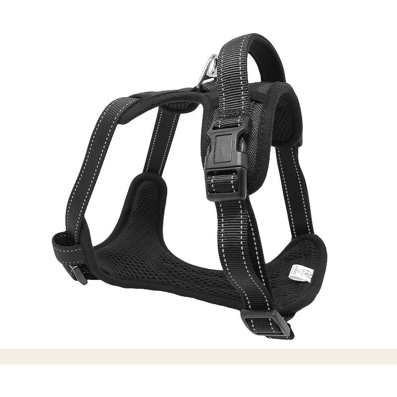 Happilax Adjustable Padded and Reflective Chest Safety Dog Harness, Large, Black, 2 of 4