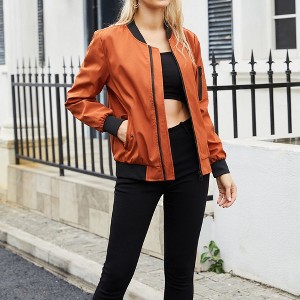 Coolmee Women's Lightweight Jacket Multiple Pockets Zip Up Bomber Jacket - 1 of 4