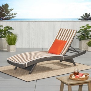 Christopher Knight Home Salem Outdoor Wicker Armless Adjustable Chaise Lounge with Cushion - 1 of 4