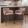 HomeRoots Set of Two 26" Brown and Black Faux Shearling and Steel Counter Height Bar Chairs - 2 of 4