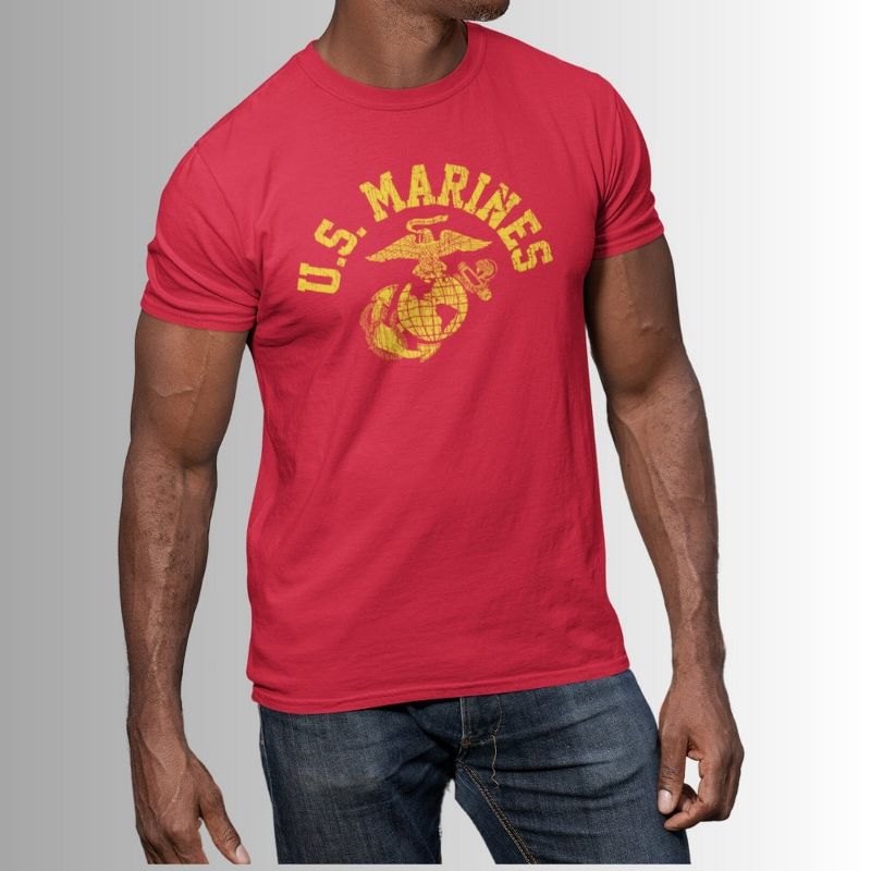OUTSIDE THE WIRE Leatherneck for Life Old School Red USMC T-Shirt, 2 of 3