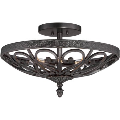 Kathy Ireland La Romantica Black Iron Ceiling Light