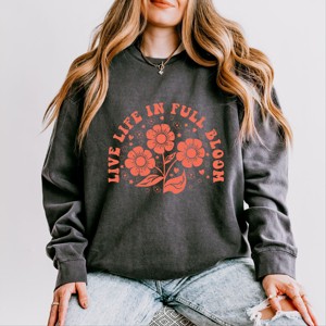 Simply Sage Market Live Life In Full Bloom Lightweight Garment Dyed Sweatshirt - 1 of 4