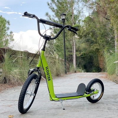 Green Adjustable Steel Frame Youth Kick Scooter with Dual Brakes