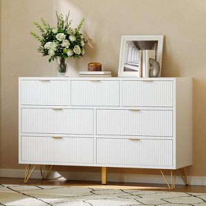 7-Drawer Dresser for Bedroom, 47.2" Wide Modern Wooden Chest with Gold Metal Legs & Handles, Narrow Storage Table for Entryway or Living Room - 1 of 4