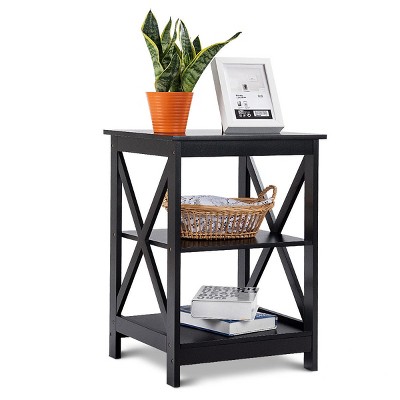 Costway Nightstand With Drawer Storage Shelf Wooden End Side Table ...