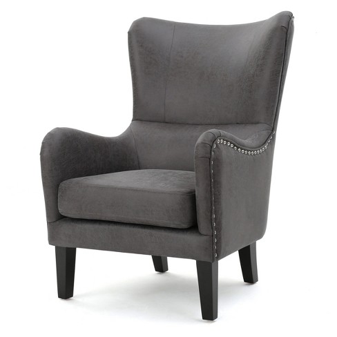 Grey high best sale back armchair